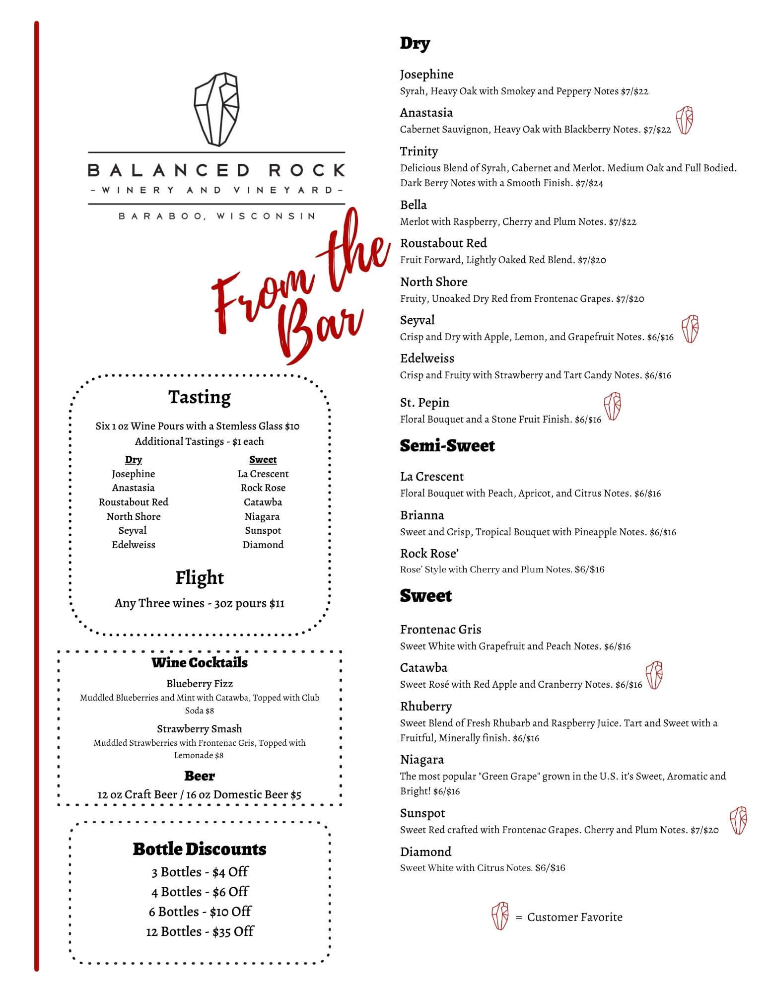 Our Menu Balanced Rock Winery